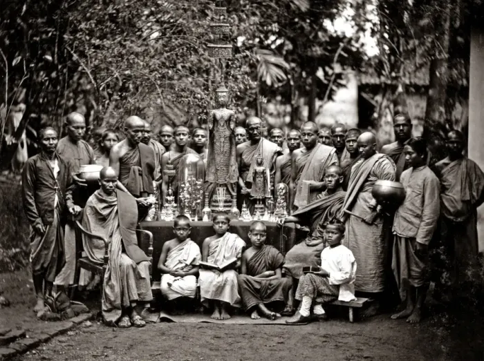 Framed Print : Group of Buddhist priests, circa 1880s Framed Print : Group of Buddhist priests, circa 1880s