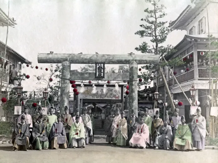 Framed Print : Group of Buddhist priests, Japan, circa 1880s. Date: circa 1880s Framed Print : Group of Buddhist priests, Japan, circa 1880s. Date: circa 1880s