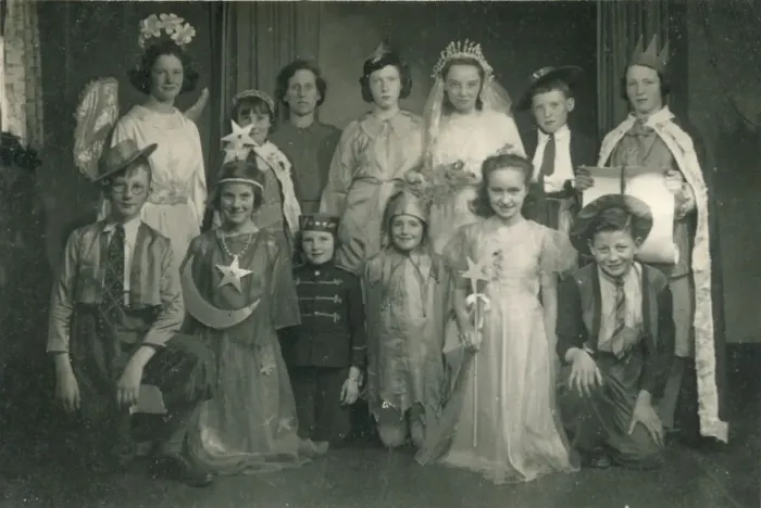 Framed Print : Group of children in fancy dress, in costumes ranging from an angel Framed Print : Group of children in fancy dress, in costumes ranging from an angel