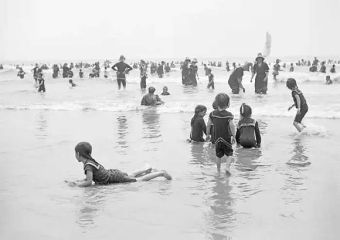 Framed Print : A group of children playing on the beach, Atlantic City, New Framed Print : A group of children playing on the beach, Atlantic City, New