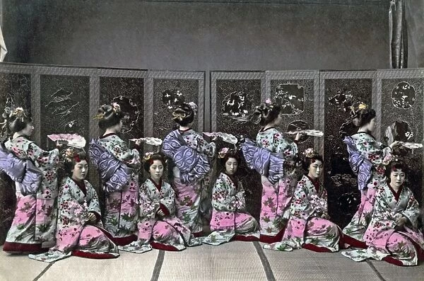 Group of dancers, Japan, circa 1880s