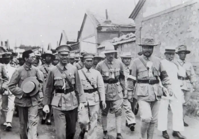 Framed Print : Group of dignitaries walking along a street, Far East Framed Print : Group of dignitaries walking along a street, Far East