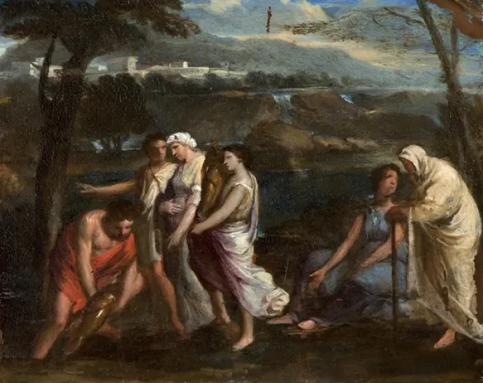 Framed Print : Group of Three Figures Carrying a Statuette