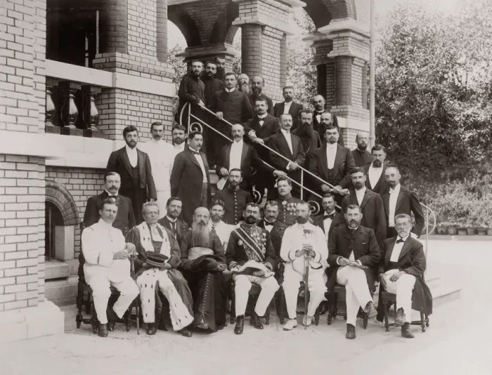 Framed Print : Group of French leaders in Seoul Korea c. 1900 Framed Print : Group of French leaders in Seoul Korea c. 1900