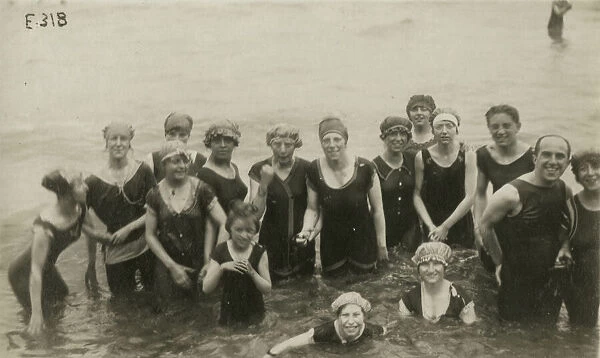 A group of friends in the sea at Margate, Kent