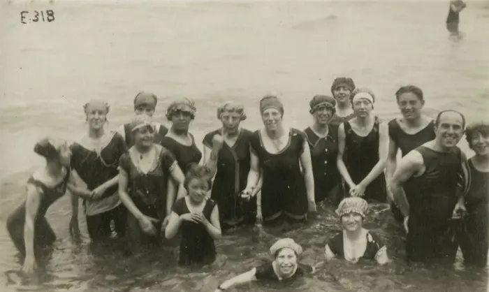 Framed Print : A group of friends in the sea at Margate, Kent Framed Print : A group of friends in the sea at Margate, Kent