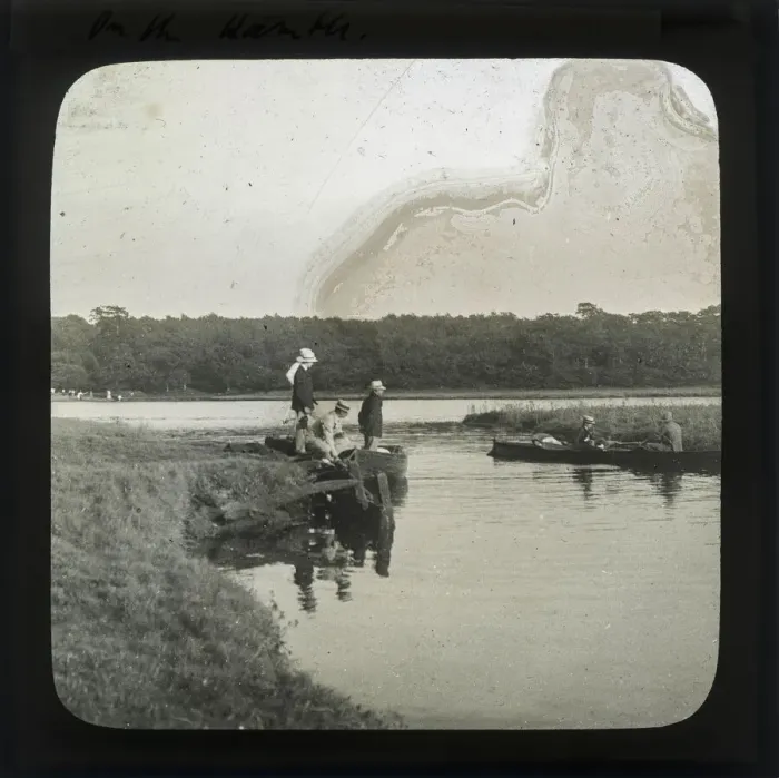 Framed Print : Group of men boating on a lake Framed Print : Group of men boating on a lake