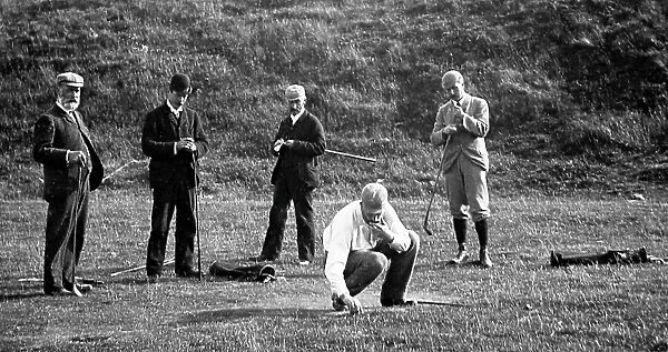 Group of men playing golf, Victorian period