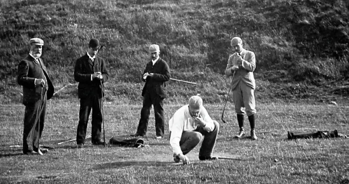 Framed Print : Group of men playing golf, Victorian period Framed Print : Group of men playing golf, Victorian period