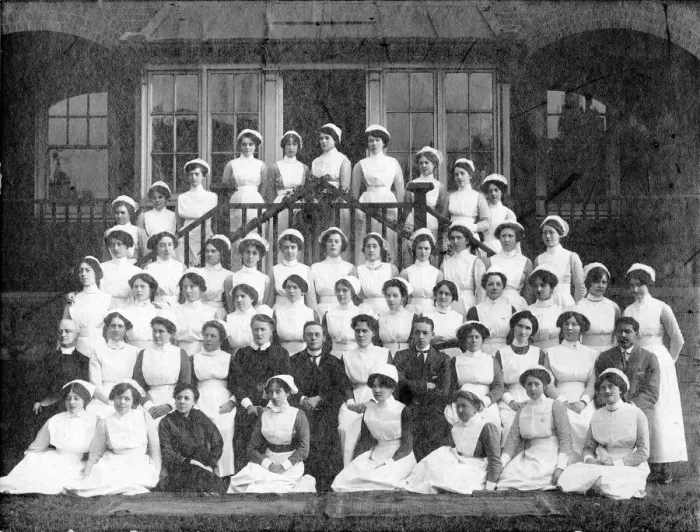 Framed Print : Group of nurses and hospital staff Framed Print : Group of nurses and hospital staff