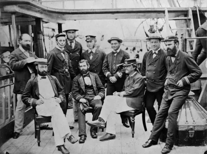 Framed Print : Group of officers on board H. M.s Challenger Framed Print : Group of officers on board H. M.s Challenger