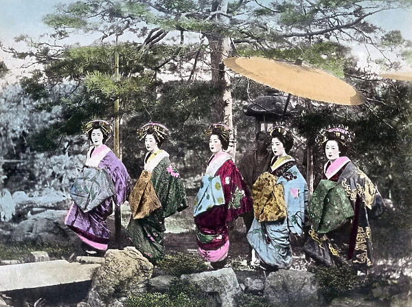 Group of Oiran, high class escorts, Japan, circa 1880s. Date: circa 1880s