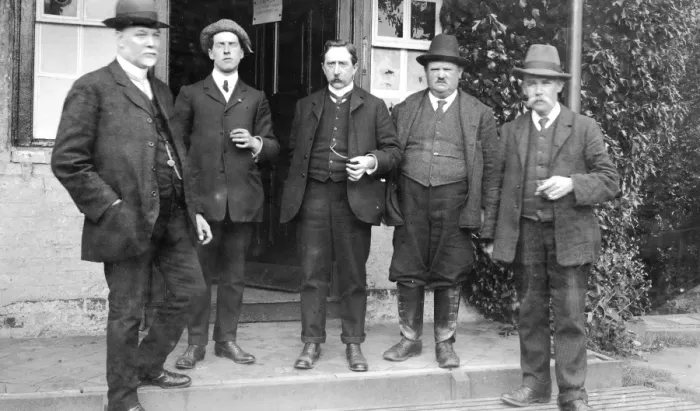 Framed Print : Group outside Ellesmere Bowling Green, Shropshire Framed Print : Group outside Ellesmere Bowling Green, Shropshire
