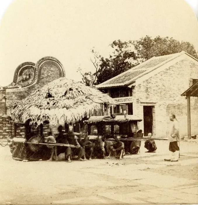 Framed Print : Group of Palanquin Bearers, rest opposite the Parcel Office Framed Print : Group of Palanquin Bearers, rest opposite the Parcel Office