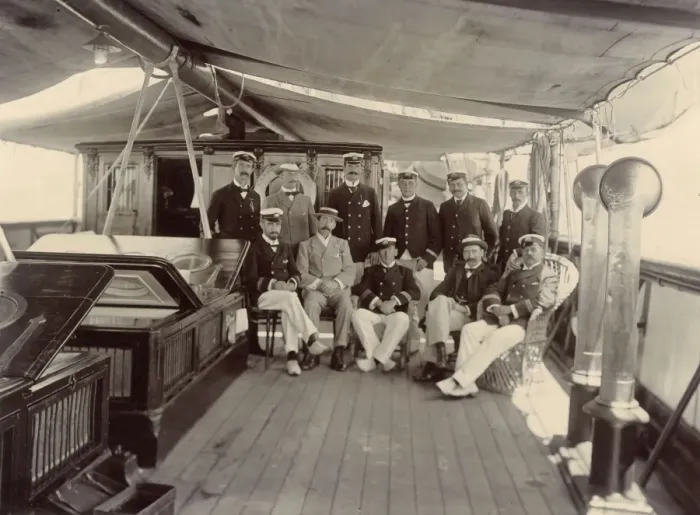 Framed Print : Group photo on Cable Ship John Pender, Gibraltar Framed Print : Group photo on Cable Ship John Pender, Gibraltar