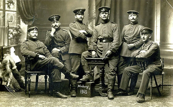 Group photo of six German soldiers, WW1