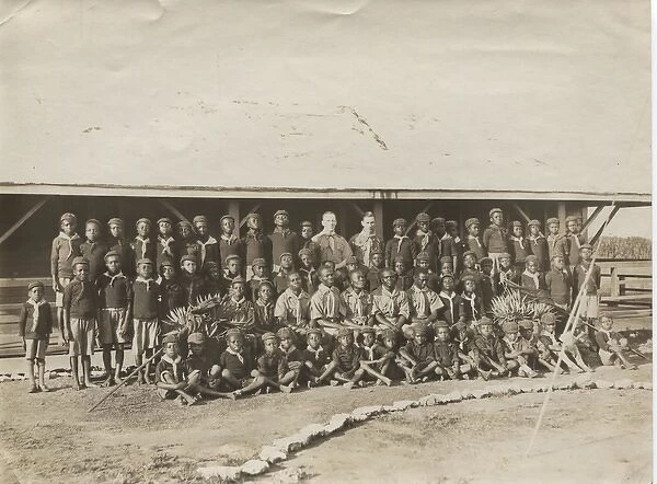 Group photo of scouts and cubs, Ghana, West Africa