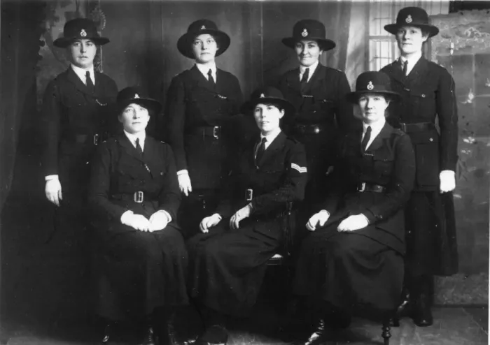 Framed Print : Group photo, seven early woman police volunteers Framed Print : Group photo, seven early woman police volunteers
