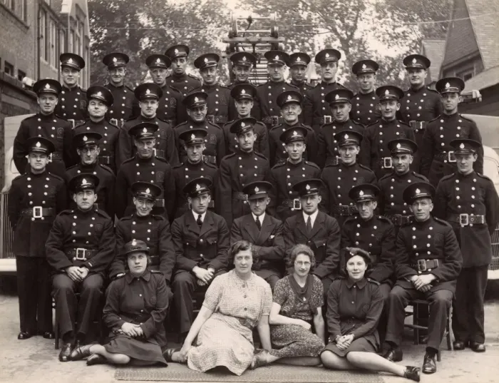 Framed Print : Group Photograph - Auxiliary Fire Service Men and Women Framed Print : Group Photograph - Auxiliary Fire Service Men and Women