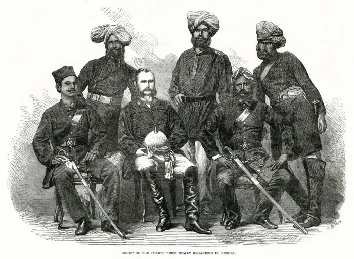 Framed Print : Group of the police force newly organised in Bengal Framed Print : Group of the police force newly organised in Bengal