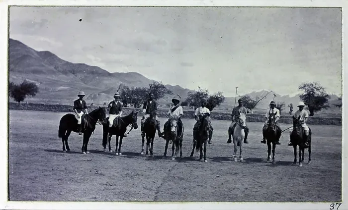 Framed Print : Group of polo players on horseback, from a fascinating album which reveals new details on a little-known campaign in which a British military force brushed aside Tibetan defences to capture Lhasa, in 1904 Framed Print : Group of polo players on horseback, from a fascinating album which reveals new details on a little-known campaign in which a British military force brushed aside Tibetan defences to capture Lhasa, in 1904
