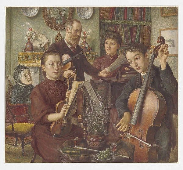 Group portrait of Alfred Rooke and his family in their home