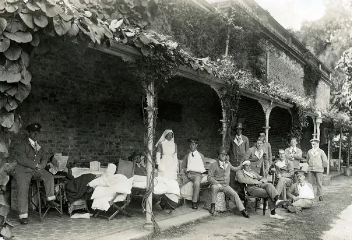 Framed Print : Group on rear verandah, Quex Park Framed Print : Group on rear verandah, Quex Park