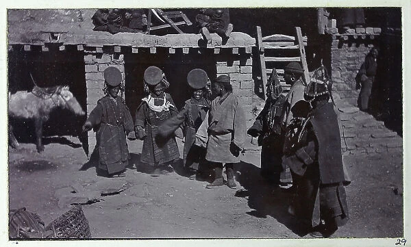 Group of Tibetan dancers, from a fascinating album which reveals new details on a little-known campaign in which a British military force brushed aside Tibetan defences to capture Lhasa, in 1904