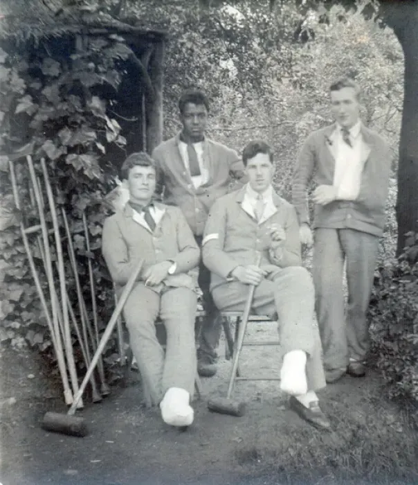 Framed Print : A group of Tommies and two nurses relaxing in the garden Framed Print : A group of Tommies and two nurses relaxing in the garden