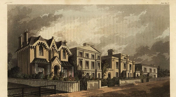 Group of villas on Herne Hill, Camberwell, London, 1825