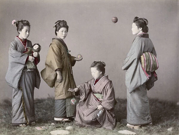 A group of young women playing with balls, Japan