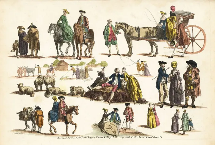 Framed Print : Groups of 18th century figures in rural pastimes Framed Print : Groups of 18th century figures in rural pastimes