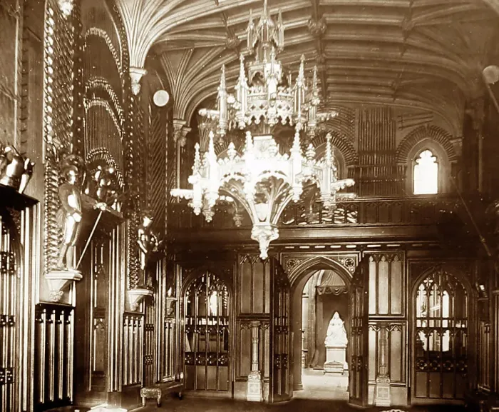 Framed Print : The Guard Chamber, Windsor Castle, Victorian period Framed Print : The Guard Chamber, Windsor Castle, Victorian period