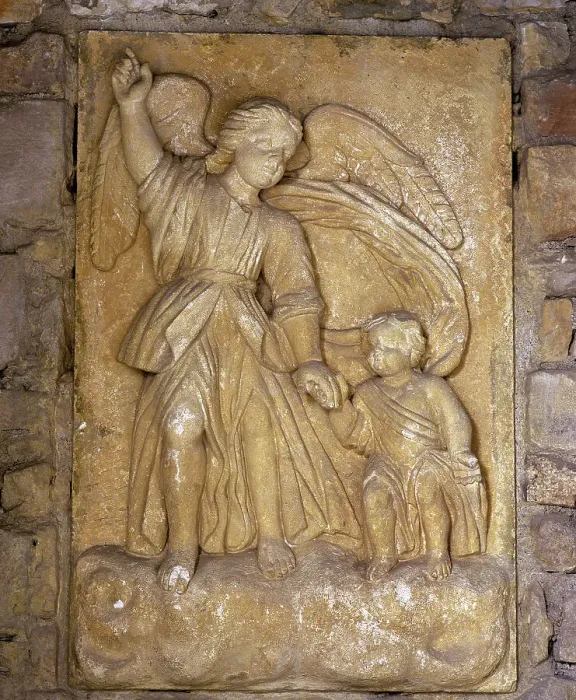 Framed Print : Guardian Angel with child - Relief Framed Print : Guardian Angel with child - Relief