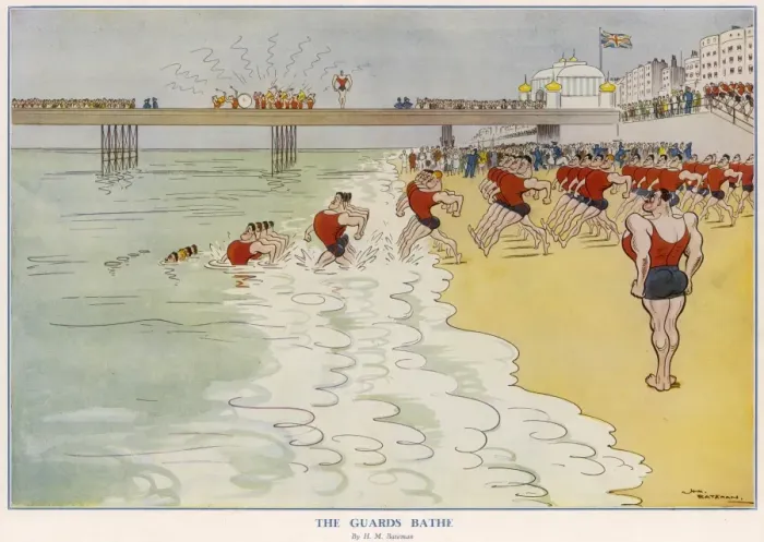 Framed Print : The Guards Bathe by H. M. Bateman Framed Print : The Guards Bathe by H. M. Bateman
