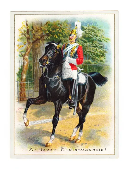 Framed Print : Guardsman on horseback on a Christmas card Framed Print : Guardsman on horseback on a Christmas card