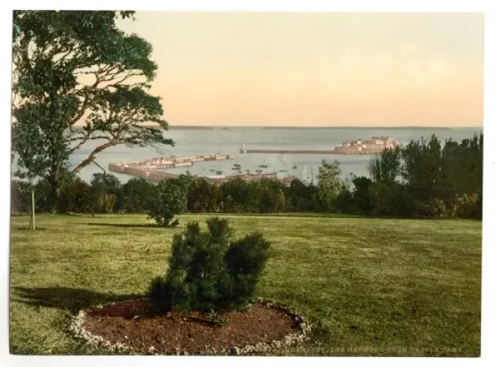 Framed Print : Guernsey, the harbor from Castle Cary, Channel Islands, Engl Framed Print : Guernsey, the harbor from Castle Cary, Channel Islands, Engl