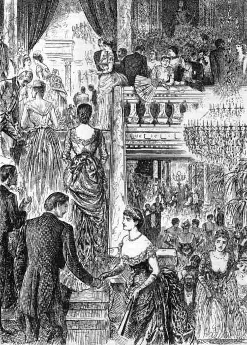 Framed Print : Guests arrive at a ball during the London Season, 1886