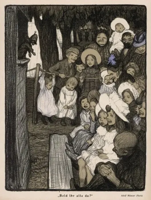 Framed Print : Guignol Audience, Paris Framed Print : Guignol Audience, Paris