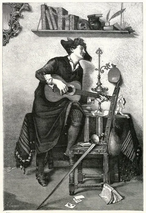 Framed Print : Guitar-Playing in Spain Framed Print : Guitar-Playing in Spain