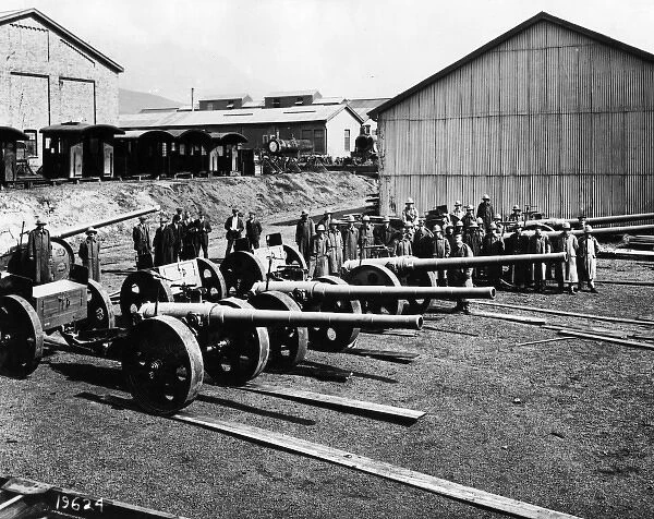Guns at Salt River Railway, Cape Town, South Africa, WW1