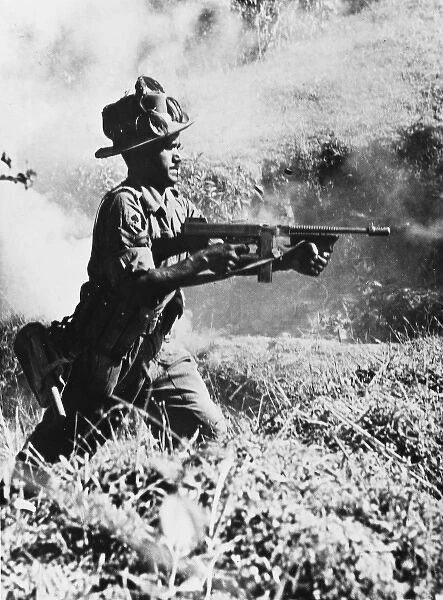 Gurkha trooper firing in Burma, 1944