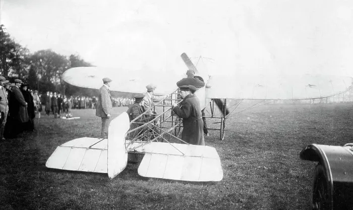 Framed Print : Gustav Hamel monoplane at Cirencester early 1900s Framed Print : Gustav Hamel monoplane at Cirencester early 1900s