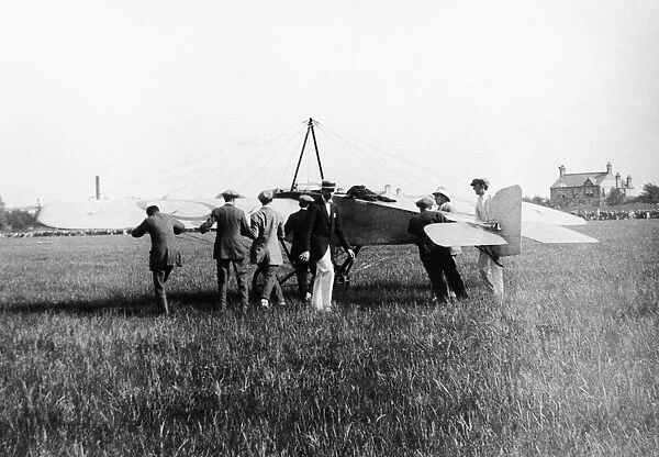 Gustav Hamel with Morane-Soulnier Monoplane at Cambridge?