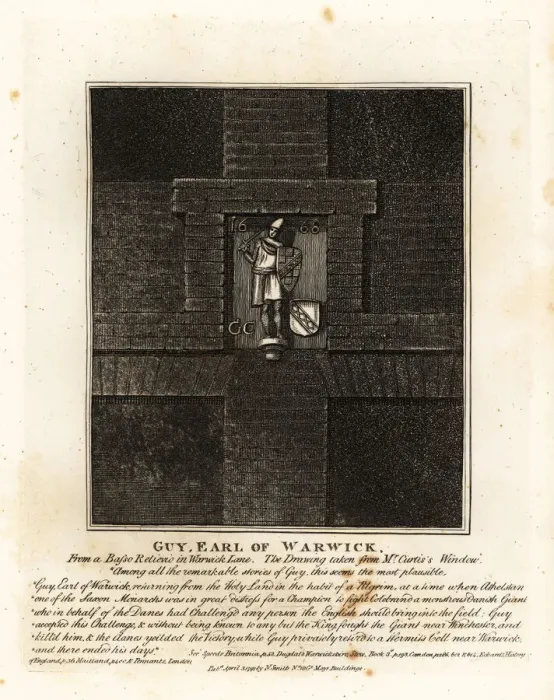 Framed Print : Guy, Earl of Warwick, from a basso-relievio in Warwick Lane Framed Print : Guy, Earl of Warwick, from a basso-relievio in Warwick Lane