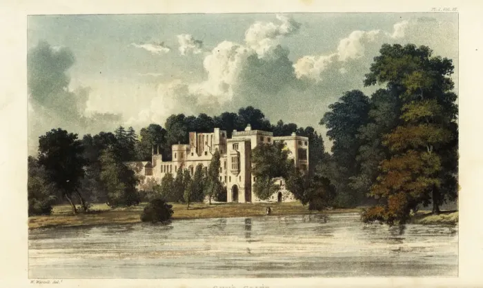 Framed Print : Guys Cliff, Warwickshire, the seat of Bertie Greatheed Framed Print : Guys Cliff, Warwickshire, the seat of Bertie Greatheed