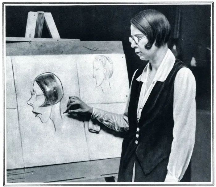 Framed Print : Gwen Farrar drawing a caricature of herself Framed Print : Gwen Farrar drawing a caricature of herself