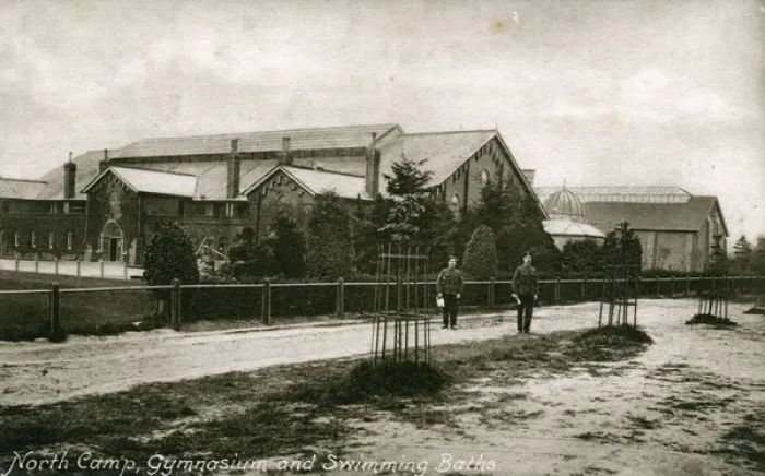 Framed Print : Gymnasium & Swimming Baths, North Camp, Hampshire Framed Print : Gymnasium & Swimming Baths, North Camp, Hampshire
