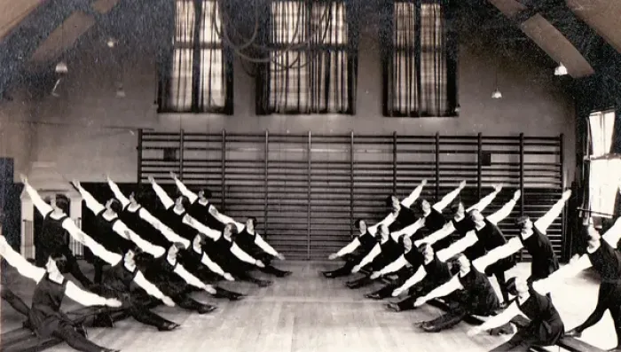 Framed Print : Gymnastic display in gymnasium