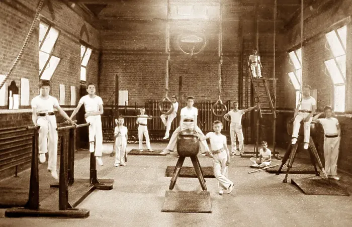 Framed Print : Gymnastics, Rusell Hill Schools, Purley, Victorian period Framed Print : Gymnastics, Rusell Hill Schools, Purley, Victorian period